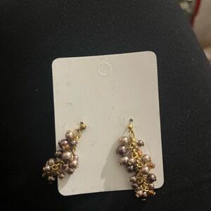 Elegant Gold and brown Cluster pearl Earrings